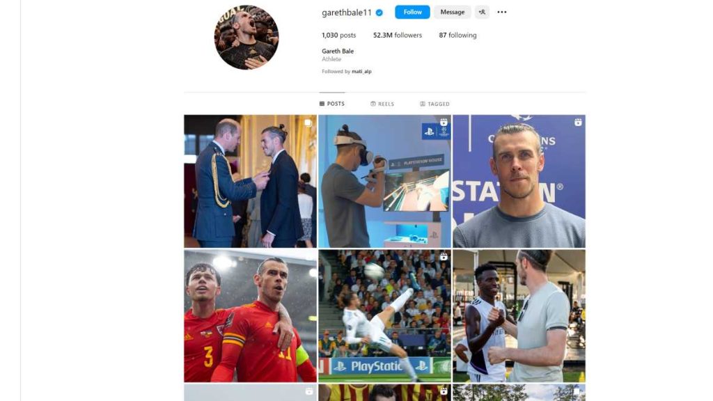 interesting facts about Gareth Bale - Instagram